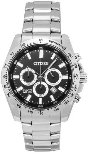 Citizen Chronograph Stainless Steel Black Dial Quartz AN8230-59E 100M Men's Watch Citizen Chronograph Stainless Steel Black Dial Quartz AN8230-59E 100M Men's Watch