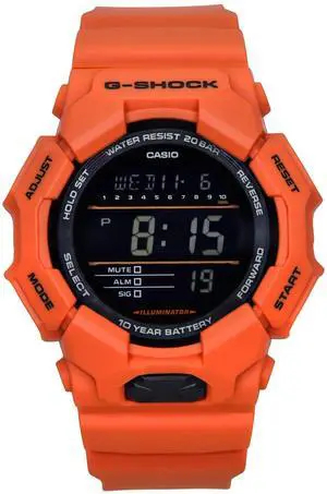 Casio G-Shock Digital Bio-Based Orange Resin Strap Black Dial Quartz GD-010-4 200M Men's Watch