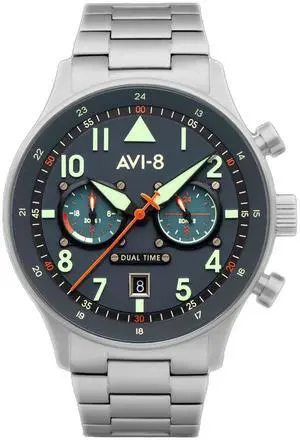 AVI-8 Hawker Hurricane Carey Dual Time Gutersloh Stainless Steel Blue Dial Quartz AV-4088-22 Men's Watch AVI-8 Hawker Hurricane Carey Dual Time Gutersloh Stainless Steel Blue Dial Quartz AV-4088-22 Men's Watch