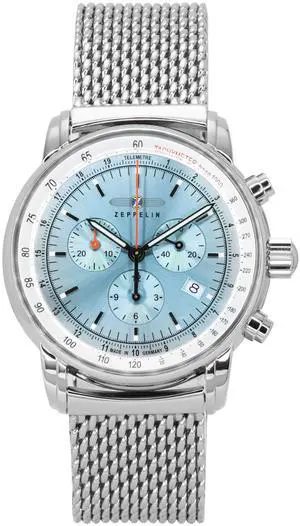 Zeppelin LZ14 Marine Chronograph Stainless Steel Ice Blue Dial Quartz 8886M3 Men's Watch Zeppelin LZ14 Marine Chronograph Stainless Steel Ice Blue Dial Quartz 8886M3 Men's Watch
