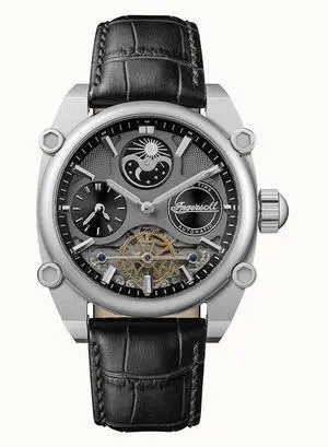 Ingersoll The Varsity Sun And Moon Phase Leather Strap Skeleton Grey Dial Automatic I15402 Men's Watch Ingersoll The Varsity Sun And Moon Phase Leather Strap Skeleton Grey Dial Automatic I15402 Men's Watch