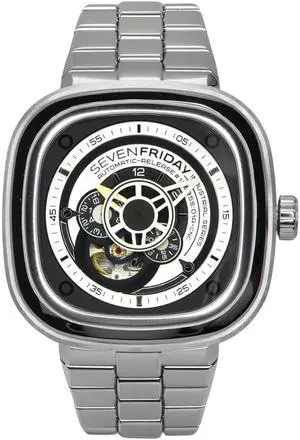 Sevenfriday P-Series NFC Black And White Open Heart Dial Automatic P1B/01M SF-P1B-01M Men's Watch