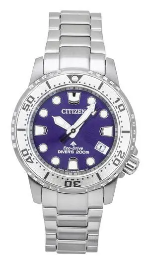 Citizen Promaster Dive Stainless Steel Purple Dial Eco-Drive Diver's EO2027-50X 200M Women's Watch Citizen Promaster Dive Stainless Steel Purple Dial Eco-Drive Diver's EO2027-50X 200M Women's Watch