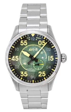 AVI 8 Spitfire Type 300 Tarmac Tracker Stainless Steel Green Dial Automatic AV-4147-22 Men's Watch AVI 8 Spitfire Type 300 Tarmac Tracker Stainless Steel Green Dial Automatic AV-4147-22 Men's Watch