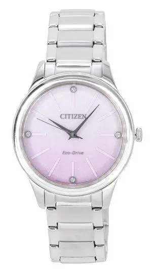 Citizen Eco-Drive Analog Stainless Steel Pink Dial Solar EM1220-58X Women's Watch Citizen Eco-Drive Analog Stainless Steel Pink Dial Solar EM1220-58X Women's Watch