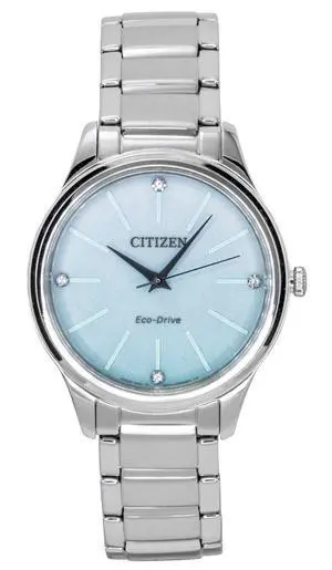 Citizen Eco-Drive Analog Stainless Steel Ice Blue Dial Solar EM1220-58Y Women's Watch Citizen Eco-Drive Analog Stainless Steel Ice Blue Dial Solar EM1220-58Y Women's Watch