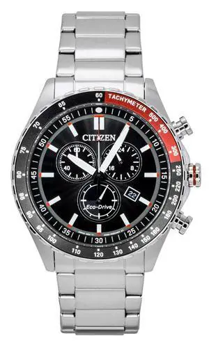 Citizen Eco-Drive Chronograph Stainless Steel Black Dial Solar AT2566-88E 100M Men's Watch Citizen Eco-Drive Chronograph Stainless Steel Black Dial Solar AT2566-88E 100M Men's Watch