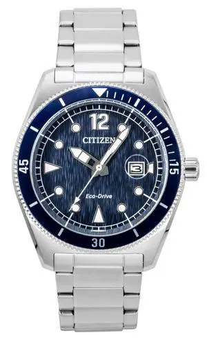 Citizen Eco-Drive Stainless Steel Blue Dial Solar AW1881-52L 100M Men's Watch Citizen Eco-Drive Stainless Steel Blue Dial Solar AW1881-52L 100M Men's Watch