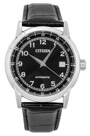 Citizen Calf Leather Strap Black Dial Automatic NJ0210-05E Men's Watch Citizen Calf Leather Strap Black Dial Automatic NJ0210-05E Men's Watch