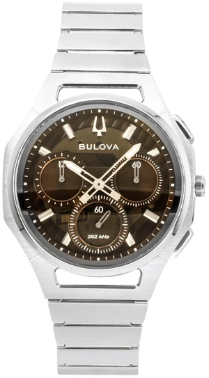Bulova CURV High Precision 10th Anniversary Edition Chronograph Brown Dial Quartz 96K117 Men's Watch With Extra Strap Bulova CURV High Precision 10th Anniversary Edition Chronograph Brown Dial Quartz 96K117 Men's Watch With Extra Strap