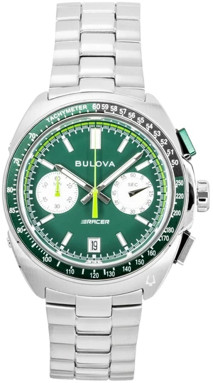 Bulova Racer Chronograph Stainless Steel Green Dial Quartz 98B468 Men's Watch Bulova Racer Chronograph Stainless Steel Green Dial Quartz 98B468 Men's Watch