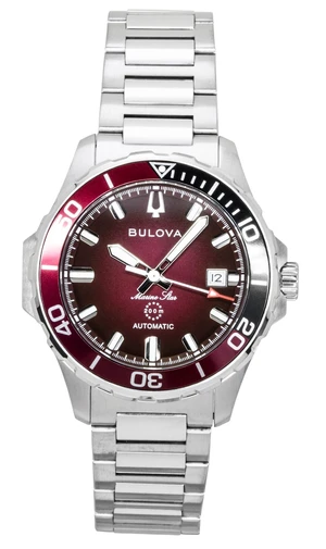 Bulova Marine Star Stainless Steel Red Dial Automatic Diver's 98B472 200M Men's Watch Bulova Marine Star Stainless Steel Red Dial Automatic Diver's 98B472 200M Men's Watch