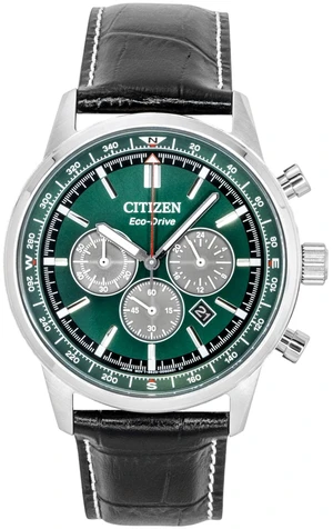 Citizen Eco-Drive Chronograph Leather Strap Green Dial CA4720-01X 100M Men's Watch Citizen Eco-Drive Chronograph Leather Strap Green Dial CA4720-01X 100M Men's Watch