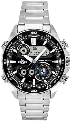 Casio Edifice Analog Digital Stainless Steel Black Dial Quartz ERA-130D-1A 100M Men's Watch Casio Edifice Analog Digital Stainless Steel Black Dial Quartz ERA-130D-1A 100M Men's Watch