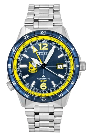 Citizen GMT Analog Stainless Steel Navy Blue Dial Automatic NB6044-54L 200M Men's Watch Citizen GMT Analog Stainless Steel Navy Blue Dial Automatic NB6044-54L 200M Men's Watch