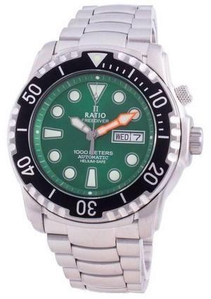 Ratio FreeDiver Helium-Safe 1000M Green Dial Sapphire Crystal Automatic 1068HA96-34VA-GRN Men's Watch