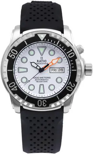 Ratio FreeDiver Helium-Safe 1000M White Dial Sapphire Crystal Automatic 1068HA90-34VA-WHT Men's Watch