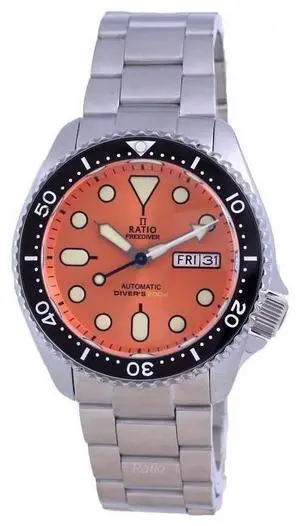 Ratio FreeDiver Orange Dial Sapphire Crystal Stainless Steel Automatic RTA114 200M Mens Watch
