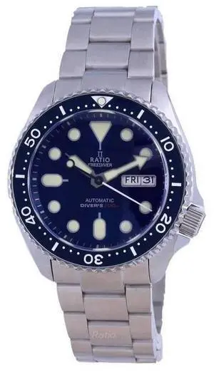 Ratio FreeDiver Blue Dial Sapphire Crystal Stainless Steel Automatic RTA102 200M Mens Watch