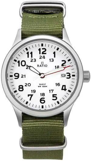 Ratio Quest Men's Field Watch Sapphire Nylon Strap Quartz RTQ025 100M Lewis And Clark Edition