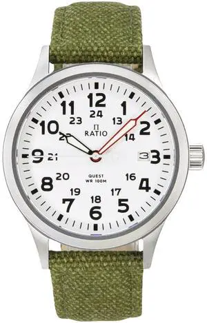 Ratio Quest Men's Field Watch Sapphire Canvas Strap Quartz RTQ027 100M Lewis And Clark Edition
