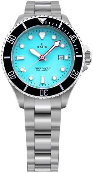 Ratio FreeDiver Sapphire Crystal Stainless Steel Ice Blue Dial Quartz RTFL807 200M Ladies Womens Watch
