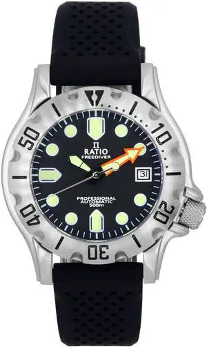 Ratio FreeDiver Professional Sapphire Crystal Black Dial Automatic 21 Jewels RTF009 500M Mens Watch