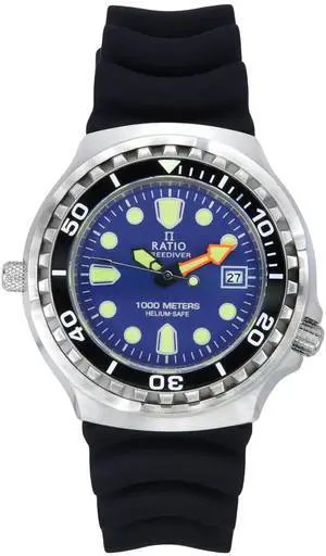 RATIO FreeDiver Version 03 Helium Safe 1000M Sapphire Crystal Quartz Blue Dial 1038EF102V-BLU-V03 Mens Watch