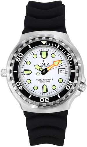 RATIO FreeDiver Version 02 Helium Safe 1000M Sapphire Crystal Quartz White Dial 1038EF102V-WHT-V02 Men's Watch