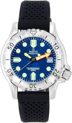 RATIO FreeDiver Professional Sapphire Crystal Blue Sunray Dial Automatic 21 Jewels RTF019 500M Mens Watch
