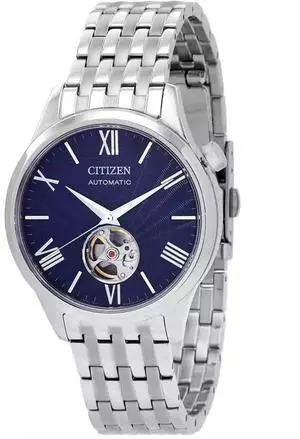Citizen Stainless Steel Open Heart Blue Dial Automatic NH9130-84L Men's Watch