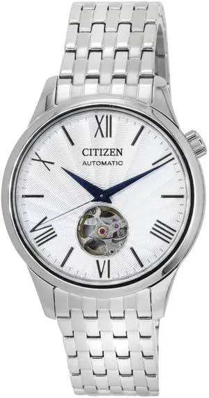 Citizen Stainless Steel Open Heart Silver Dial Automatic NH9130-84A Men's Watch