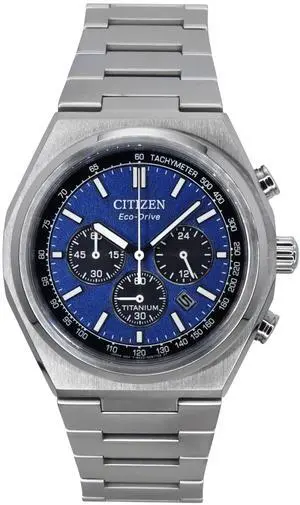 Citizen Zenshin Chronograph Blue Dial Eco-Drive 100M Men's Watch CA4610-85L
