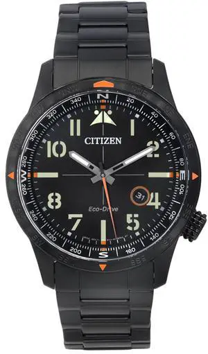 Citizen Eco-Drive Stainless Steel Black Dial BM7555-83E 100M Men`s Watch