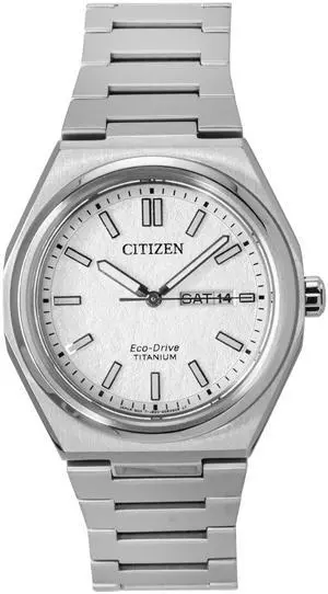 Citizen Zenshin Super Titanium White Dial Eco-Drive AW0130-85A 100M Men's Watch