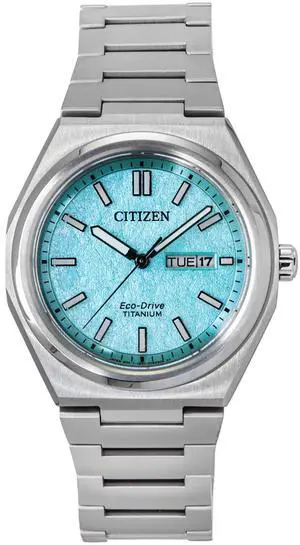 Citizen Super Titanium Turquoise Dial Eco-Drive Dress Men's Watch AW0130-85M