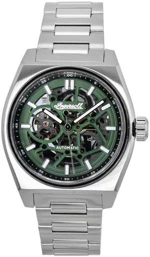 Ingersoll Vert Stainless Steel Green Skeleton Dial Automatic I14304 Men's Watch