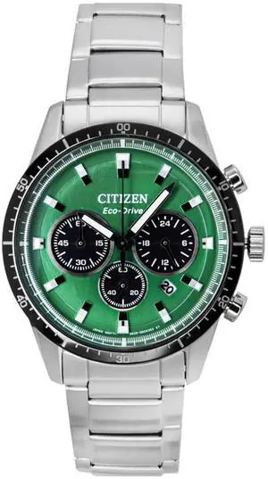 Citizen Eco-Drive Chronograph Green Dial 100M Men's Watch CA4624-56X