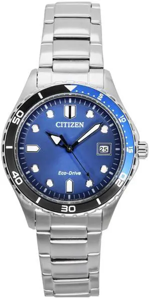 Citizen Eco-Drive Stainless Steel Blue Dial AW1821-89L 100M Unisex Watch