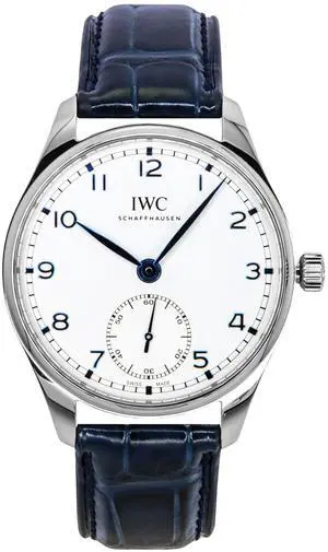 IWC Portugieser Leather Strap Silver Dial Automatic IW358304 Men's Watch