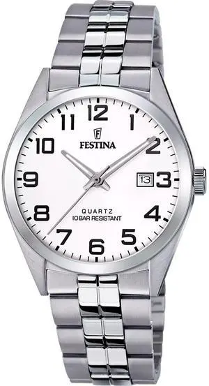 Festina Classics Stainless Steel White Dial Quartz F20437-1 100M Men's Watch