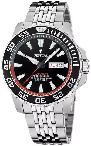 Festina The Originals Black Dial Quartz Diver's 200M Men's Watch F20661-3