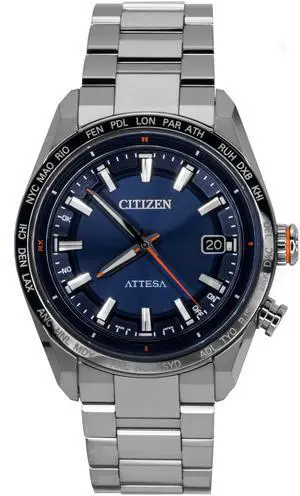 Citizen Attesa ACT Line Blue Dial Eco-Drive Dress 100M Men's Watch CB0287-68L