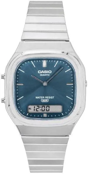 Casio Vintage Analog Digital Stainless Steel Sky Blue Dial Quartz AQ-240E-3A Unisex Watch Casio Vintage Analog Digital Stainless Steel Sky Blue Dial Quartz AQ-240E-3A Unisex Watch