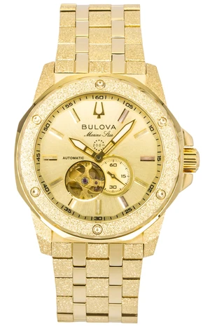 Bulova Marc Anthony Marine Star Gold Tone Stainless Steel Open Heart Champagne Dial Automatic 97A200 Men's Watch Bulova Marc Anthony Marine Star Gold Tone Stainless Steel Open Heart Champagne Dial Automatic 97A200 Men's Watch