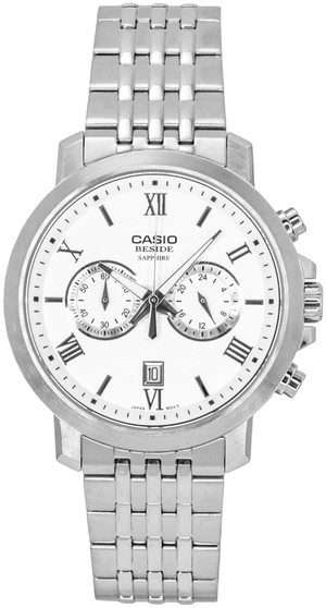 Casio Beside Chronograph Analog Stainless Steel White Dial Quartz BMS-500D-7A Men's Watch Casio Beside Chronograph Analog Stainless Steel White Dial Quartz BMS-500D-7A Men's Watch