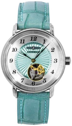 Zeppelin Friedrichshafen Leather Strap Open Heart Turquoise Dial Automatic 85694 Women's Watch Zeppelin Friedrichshafen Leather Strap Open Heart Turquoise Dial Automatic 85694 Women's Watch