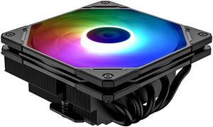 ID-COOLING IS-55 Black Desktop CPU Cooler Low Profile 57mm Height CPU Air Cooler 5 Heatpipes 120x120x15mm Slim Fan, CPU Fan for Intel LGA1700/115X/1200; AMD AM4/AM5 ARGB