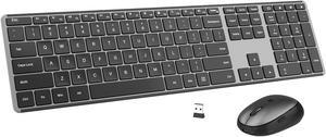 AUSDOM Wireless Keyboard and Mouse Combo: 2.4Ghz Cordless Silent Keyboard Mouse Set, Rechargeable Slim Quiet Full Size Keyboard with 3 DPI Adjustable Mouse, Thin Sleek Design for Windows