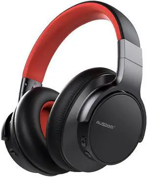 AUSDOM E7 Bluetooth Noise Cancelling Headphones: Wireless Over Ear ANC Headphones with Microphone, 50H Playtime, Hi-Fi Stereo Sound, Deep Bass, Comfort Earpads for Travel Work Home Office